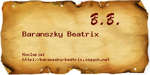 Baranszky Beatrix névjegykártya